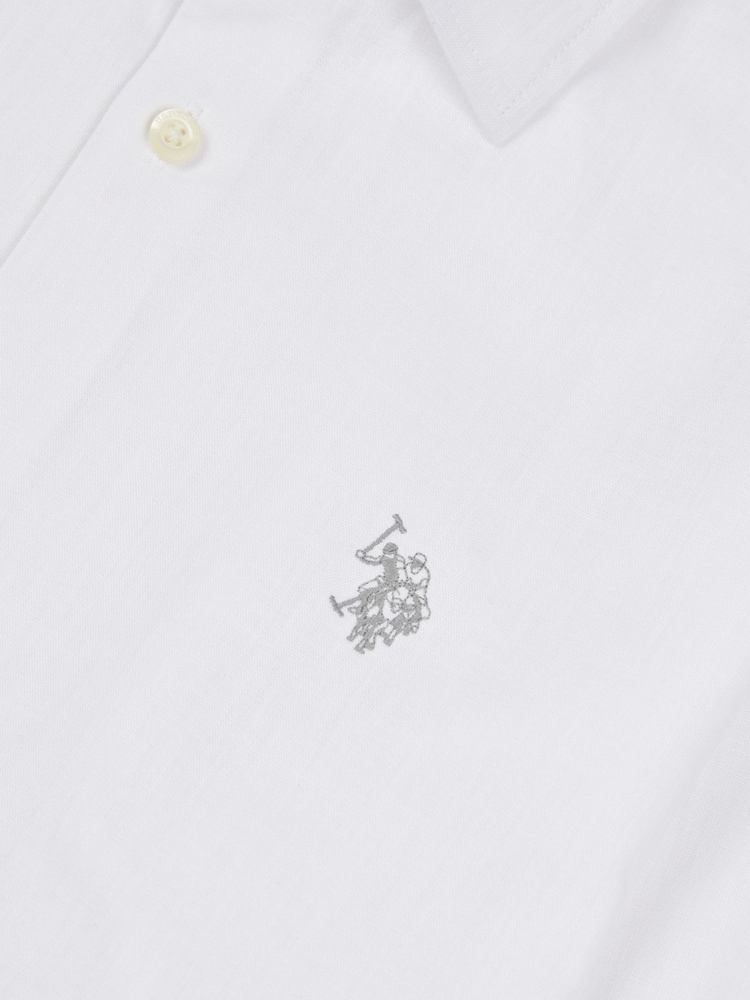 U.S. Polo Assn. White Mens Linen Blend Shirt - Image 7 of 7