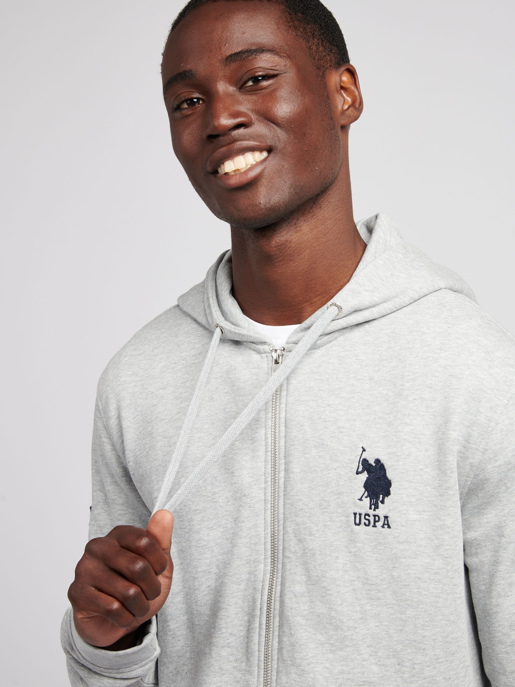 Buy U.S. Polo Assn. Grey Mens Player 3 Zip Hoodie from Next USA