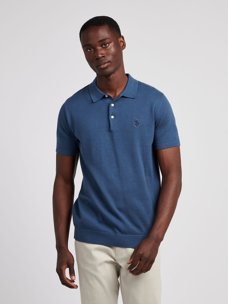U.S. Polo Assn. Blue Mens Combed Cotton Polo Shirt - Image 1 of 7