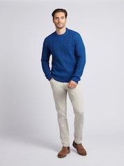 U.S. Polo Assn. Blue Mens Aran Knit Crew Jumper - Image 3 of 7