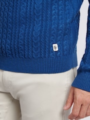 U.S. Polo Assn. Blue Mens Aran Knit Crew Jumper - Image 4 of 7