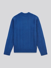 U.S. Polo Assn. Blue Mens Aran Knit Crew Jumper - Image 6 of 7