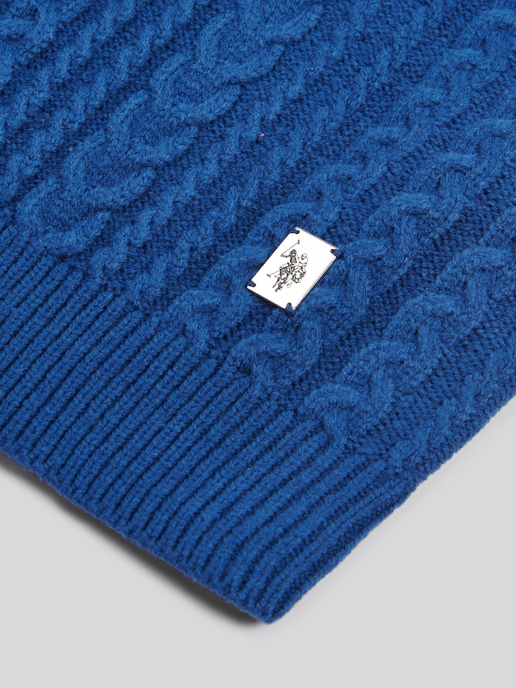 U.S. Polo Assn. Blue Mens Aran Knit Crew Jumper - Image 7 of 7