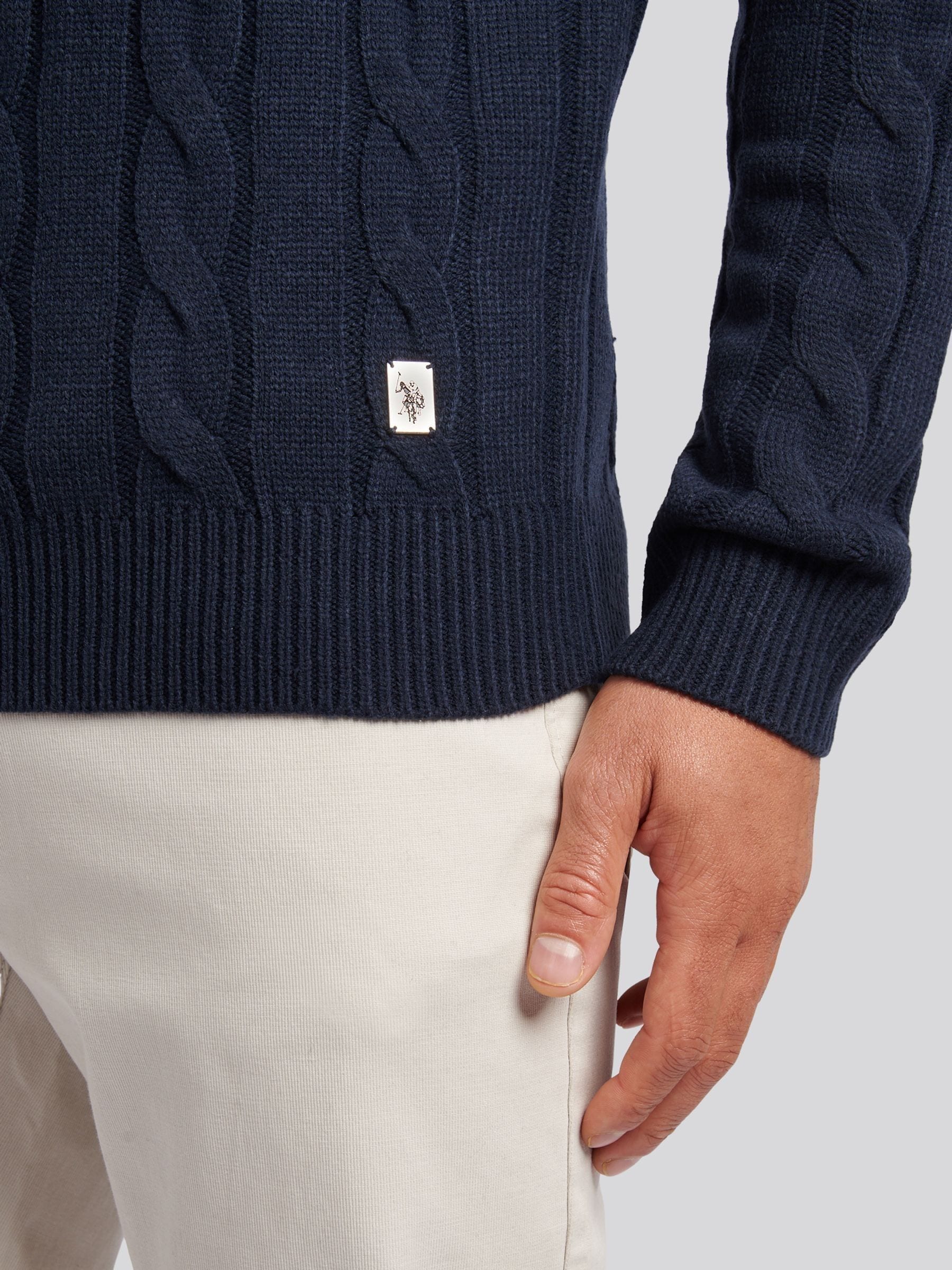 Buy U.S. Polo Assn. Blue Mens Cable Knit Crew Jumper from Next USA