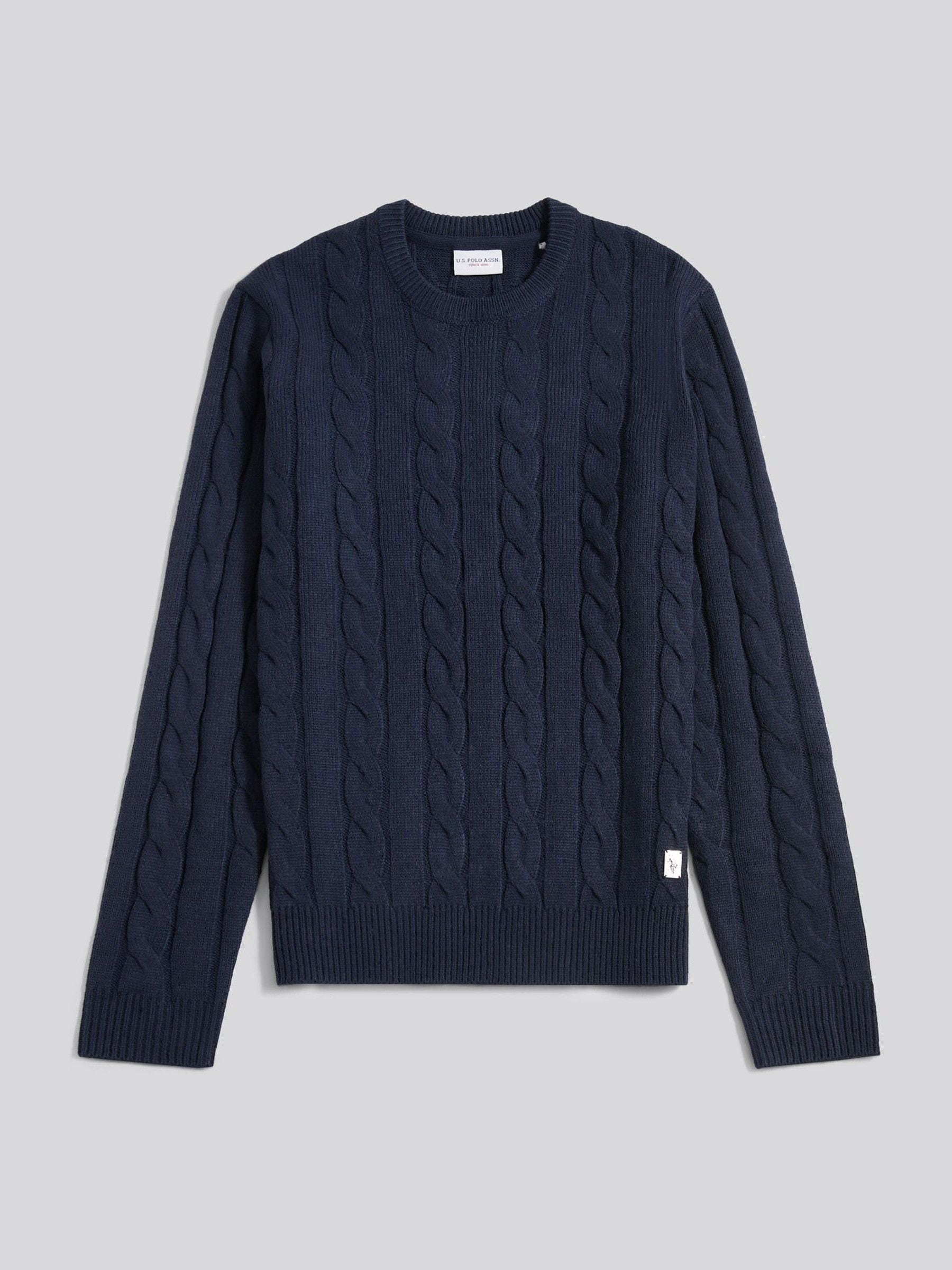 Buy U.S. Polo Assn. Blue Mens Cable Knit Crew Jumper from Next USA
