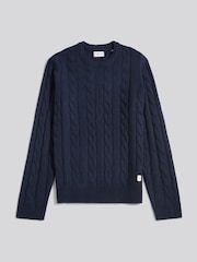 U.S. Polo Assn. Blue Mens Cable Knit Crew Jumper - Image 5 of 7