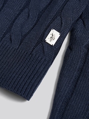 U.S. Polo Assn. Blue Mens Cable Knit Crew Jumper - Image 7 of 7