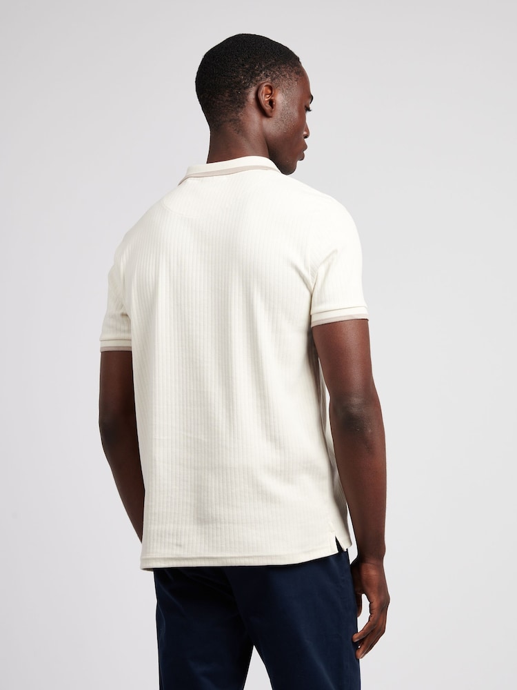 U.S. Polo Assn. White Mens Rib Texture Polo Shirt - Image 2 of 8 U.S. Polo Assn. White Mens Rib Texture Polo Shirt - Image 2 of 8