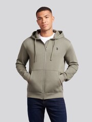 Verde - U.S. Polo Assn. Hoodiecom capuz e zíper Double Horsemen Loopback masculino - Imagem 1 de 9