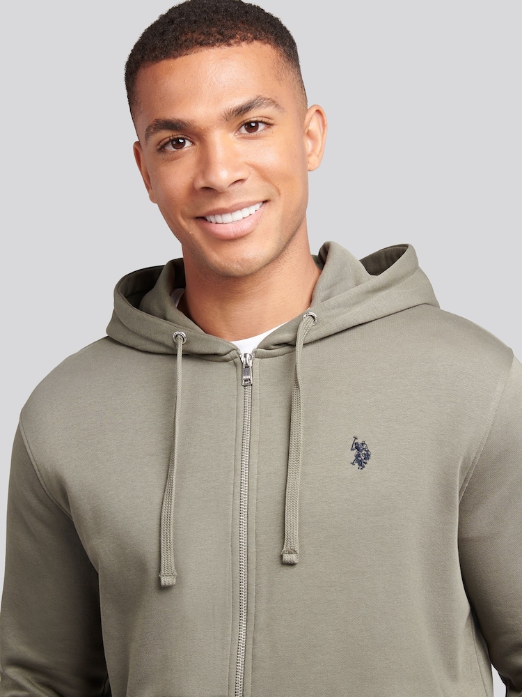 Verde - U.S. Polo Assn. Hoodiecom capuz e zíper Double Horsemen Loopback masculino - Imagem 2 de 9