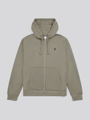 Verde - U.S. Polo Assn. Hoodiecom capuz e zíper Double Horsemen Loopback masculino - Imagem 6 de 9