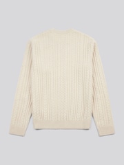 U.S. Polo Assn. Natural Mens Aran Knit Crew Jumper - Image 6 of 7