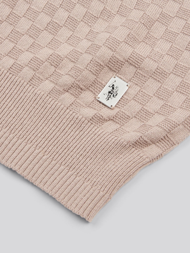 U.S. Polo Assn. Natural Mens Smart Checkerboard Zip Through Funnel Cardigan - Image 9 of 9 U.S. Polo Assn. Natural Mens Smart Checkerboard Zip Through Funnel Cardigan - Image 9 of 9