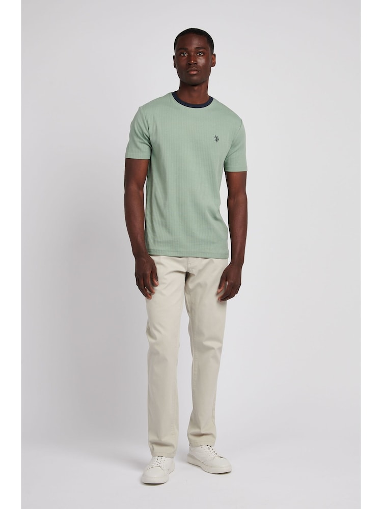 U.S. Polo Assn. Green Mens Rib Texture T-Shirt - Image 14 of 14 U.S. Polo Assn. Green Mens Rib Texture T-Shirt - Image 14 of 14