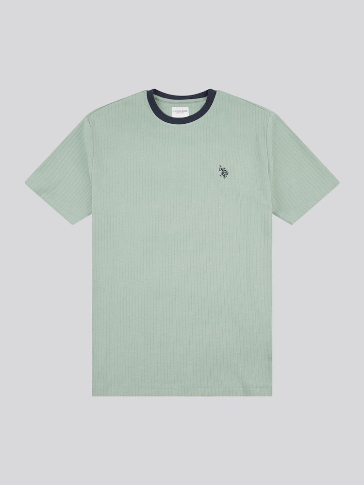 U.S. Polo Assn. Green Mens Rib Texture T-Shirt - Image 1 of 14 U.S. Polo Assn. Green Mens Rib Texture T-Shirt - Image 1 of 14