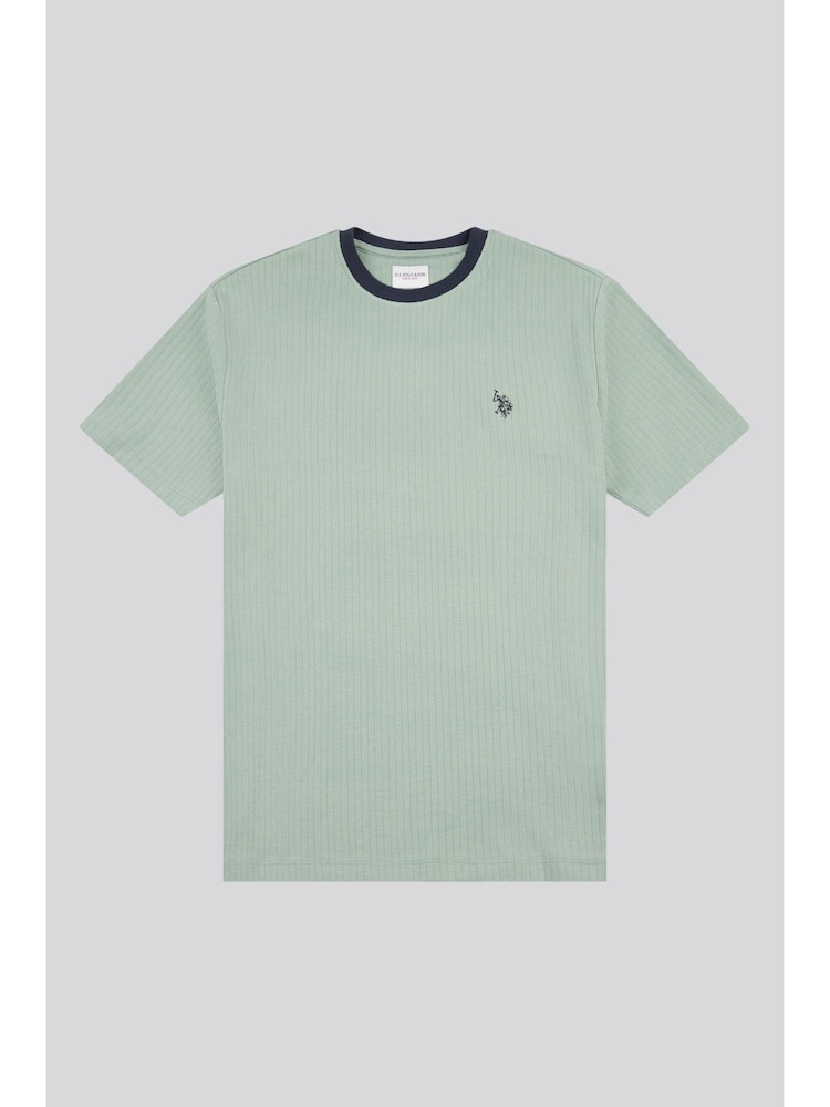 U.S. Polo Assn. Green Mens Rib Texture T-Shirt - Image 2 of 14 U.S. Polo Assn. Green Mens Rib Texture T-Shirt - Image 2 of 14