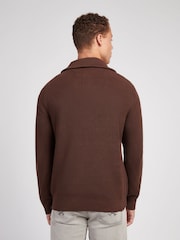 U.S. Polo Assn. Brown Mens Aran Mix Knit Funnel Jumper - Image 4 of 7