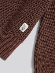 U.S. Polo Assn. Brown Mens Aran Mix Knit Funnel Jumper - Image 7 of 7