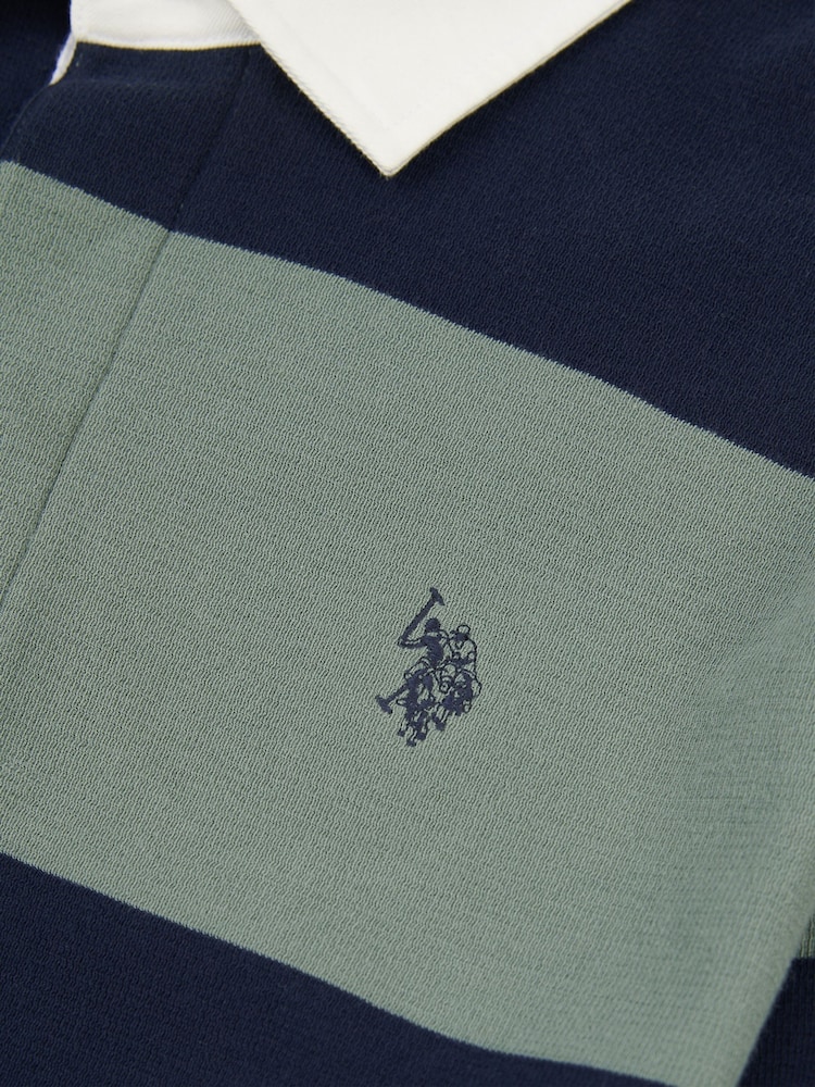 U.S. Polo Assn. Blue Mens Textured Stripe Rugby Shirt - Image 7 of 7 U.S. Polo Assn. Blue Mens Textured Stripe Rugby Shirt - Image 7 of 7