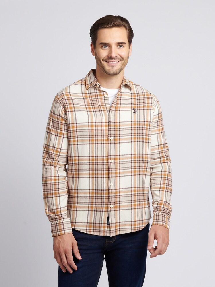 U.S. Polo Assn. Natural Mens Checked Shirt - Image 1 of 9