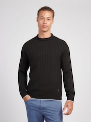 U.S. Polo Assn. Black Mens Rib Knit Crew Jumper - Image 1 of 7