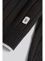 U.S. Polo Assn. Black Mens Rib Knit Crew Jumper - Image 6 of 10