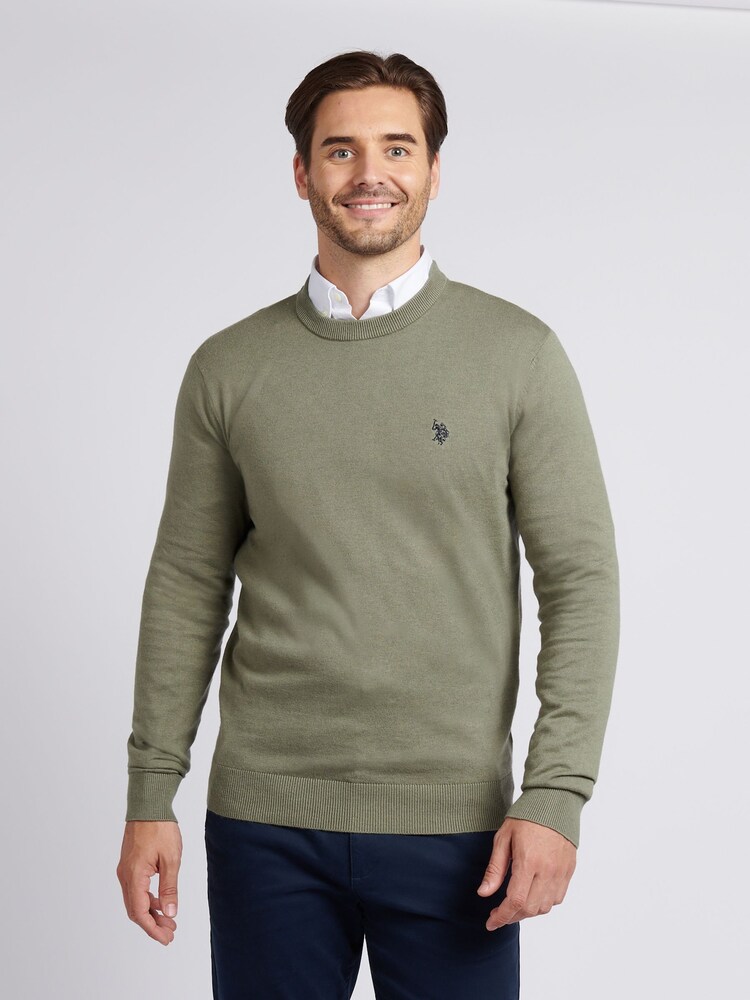 U.S. Polo Assn. Light green Mens Cotton Crew Neck Jumper - Image 1 of 5 U.S. Polo Assn. Light green Mens Cotton Crew Neck Jumper - Image 1 of 5