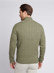 U.S. Polo Assn. Green Mens Cotton Funnel Neck 1/4 Zip Knit Sweatshirt - Image 2 of 7