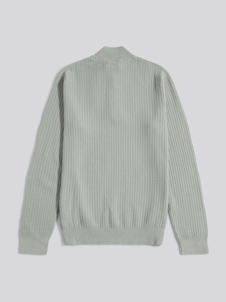 U.S. Polo Assn. Green Mens Check Texture Knit Funnel Jumper - Image 2 of 3 U.S. Polo Assn. Green Mens Check Texture Knit Funnel Jumper - Image 2 of 3