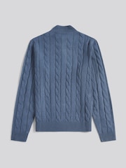 U.S. Polo Assn. Blue Mens Cotton Funnel Neck 1/4 Zip Knit Sweatshirt - Image 2 of 3