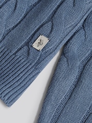 U.S. Polo Assn. Blue Mens Cotton Funnel Neck 1/4 Zip Knit Sweatshirt - Image 3 of 3