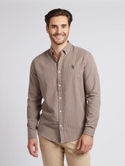 U.S. Polo Assn. Brown Mens Rib Texture Polo Shirt - Image 1 of 8