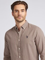 U.S. Polo Assn. Brown Mens Rib Texture Polo Shirt - Image 4 of 8