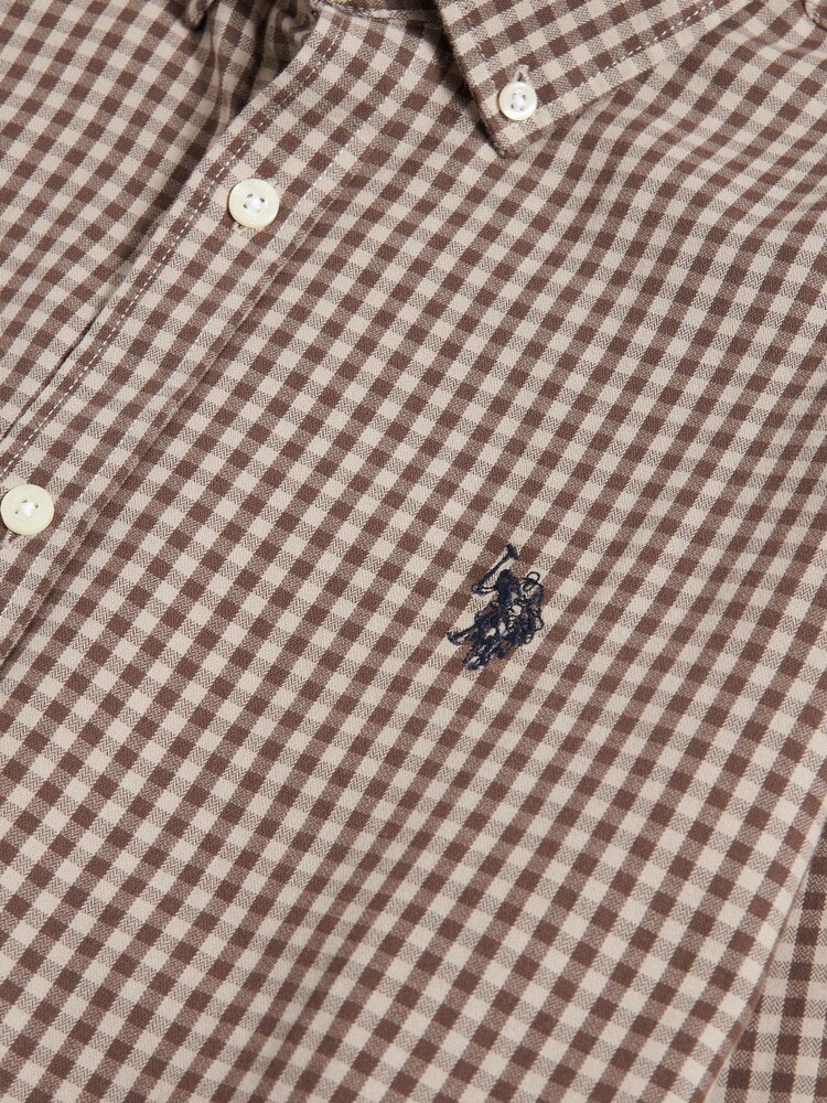 U.S. Polo Assn. Brown Mens Rib Texture Polo Shirt - Image 8 of 8