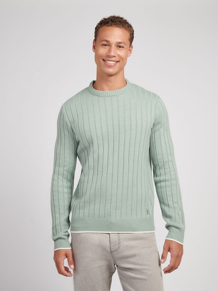 U.S. Polo Assn. Green Mens Rib Knit Crew Jumper - Image 1 of 7