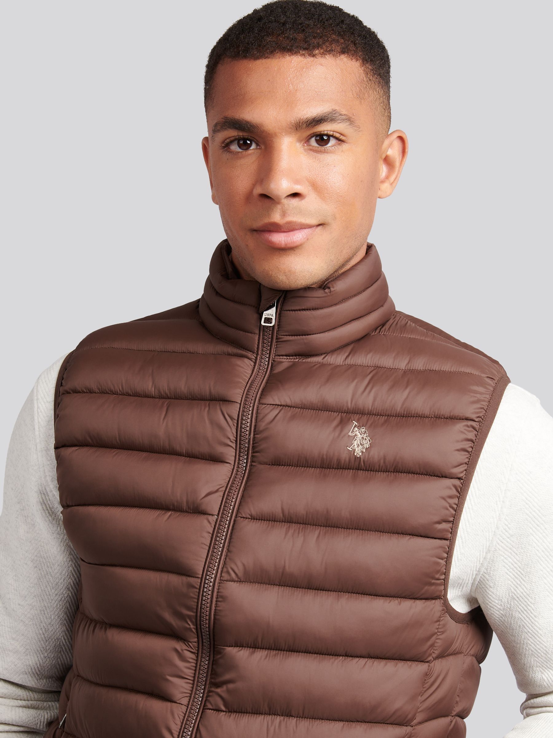 Buy U.S. Polo Assn. Brown Mens Bound Quilted Gilet from Next USA