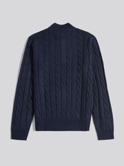 U.S. Polo Assn. Navy Blue Mens Cotton Funnel Neck 1/4 Zip Knit Sweatshirt - Image 2 of 3