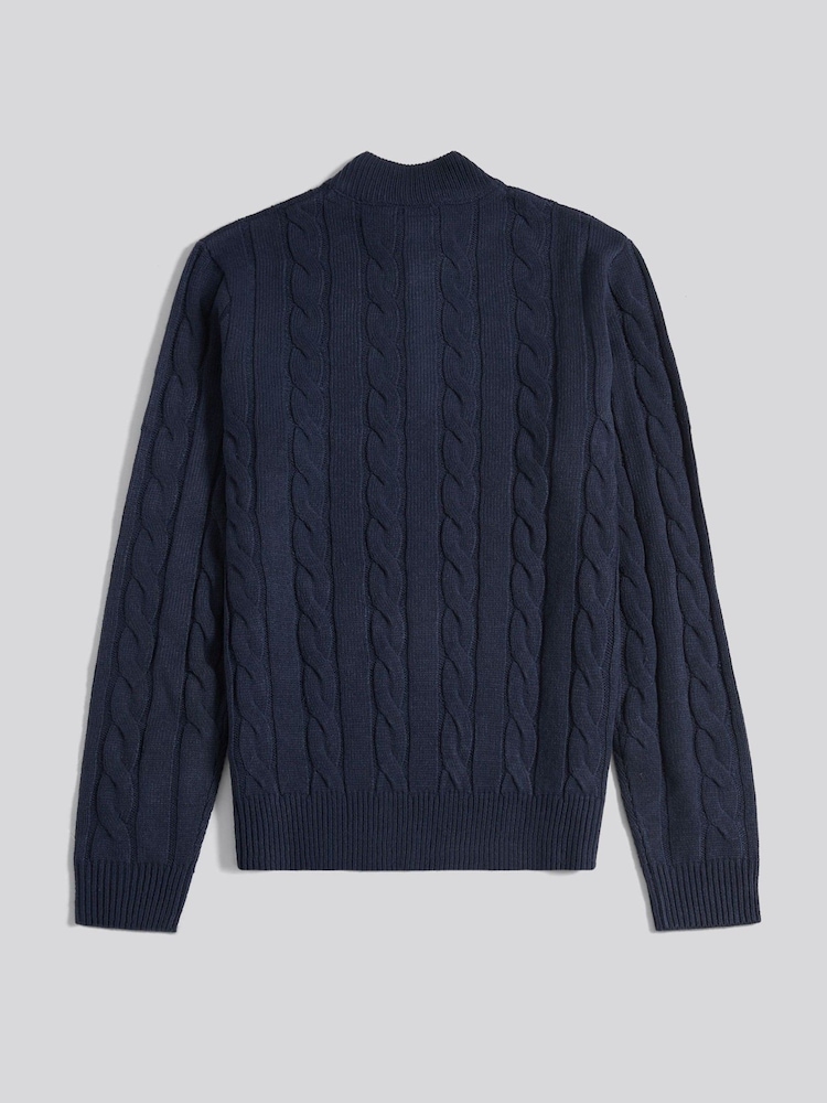 U.S. Polo Assn. Navy Blue Mens Cotton Funnel Neck 1/4 Zip Knit Sweatshirt - Image 2 of 3 U.S. Polo Assn. Navy Blue Mens Cotton Funnel Neck 1/4 Zip Knit Sweatshirt - Image 2 of 3