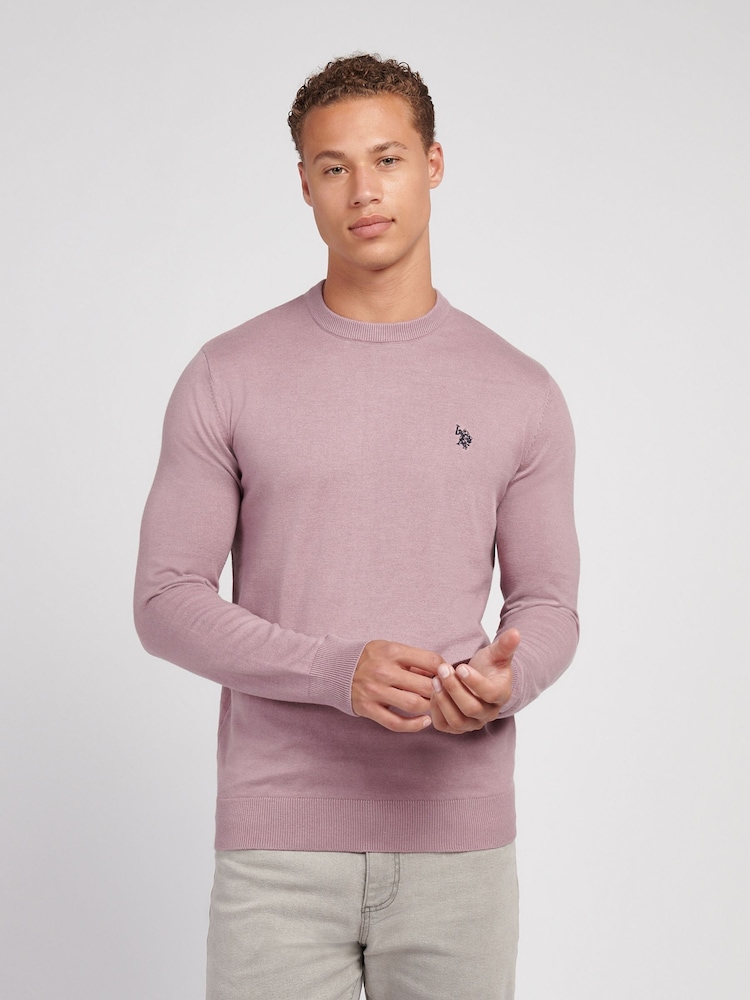 U.S. Polo Assn. Wine Purple Mens Cotton Crew Neck Jumper - Image 1 of 7