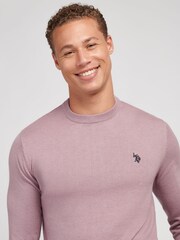 U.S. Polo Assn. Wine Purple Mens Cotton Crew Neck Jumper - Image 4 of 7