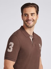 U.S. Polo Assn. Brown Regular Fit Mens Player 3 Pique 100% Cotton Polo Shirt - Image 5 of 8