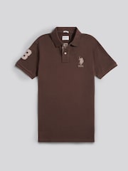 U.S. Polo Assn. Brown Regular Fit Mens Player 3 Pique 100% Cotton Polo Shirt - Image 6 of 8