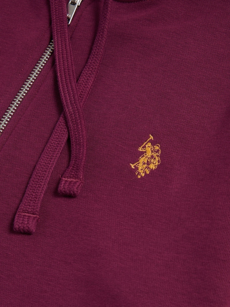 Roxa - U.S. Polo Assn. Hoodiecom capuz e zíper Double Horsemen Loopback masculino - Imagem 7 de 7