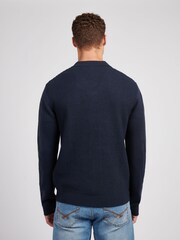 U.S. Polo Assn. Blue Mens Vertical Stripe Revere Knit Cardigan - Image 4 of 7