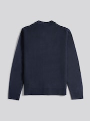 U.S. Polo Assn. Blue Mens Vertical Stripe Revere Knit Cardigan - Image 6 of 7