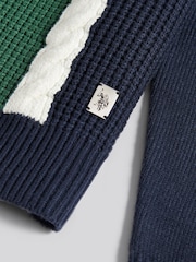 U.S. Polo Assn. Blue Mens Vertical Stripe Revere Knit Cardigan - Image 7 of 7