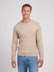 U.S. Polo Assn. Nude Mens Cable Knit Crew Jumper - Image 1 of 7