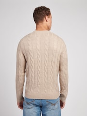 U.S. Polo Assn. Nude Mens Cable Knit Crew Jumper - Image 2 of 7