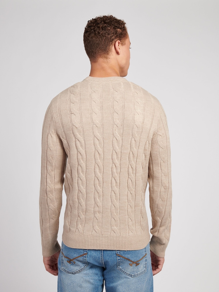 U.S. Polo Assn. Nude Mens Cable Knit Crew Jumper - Image 2 of 7