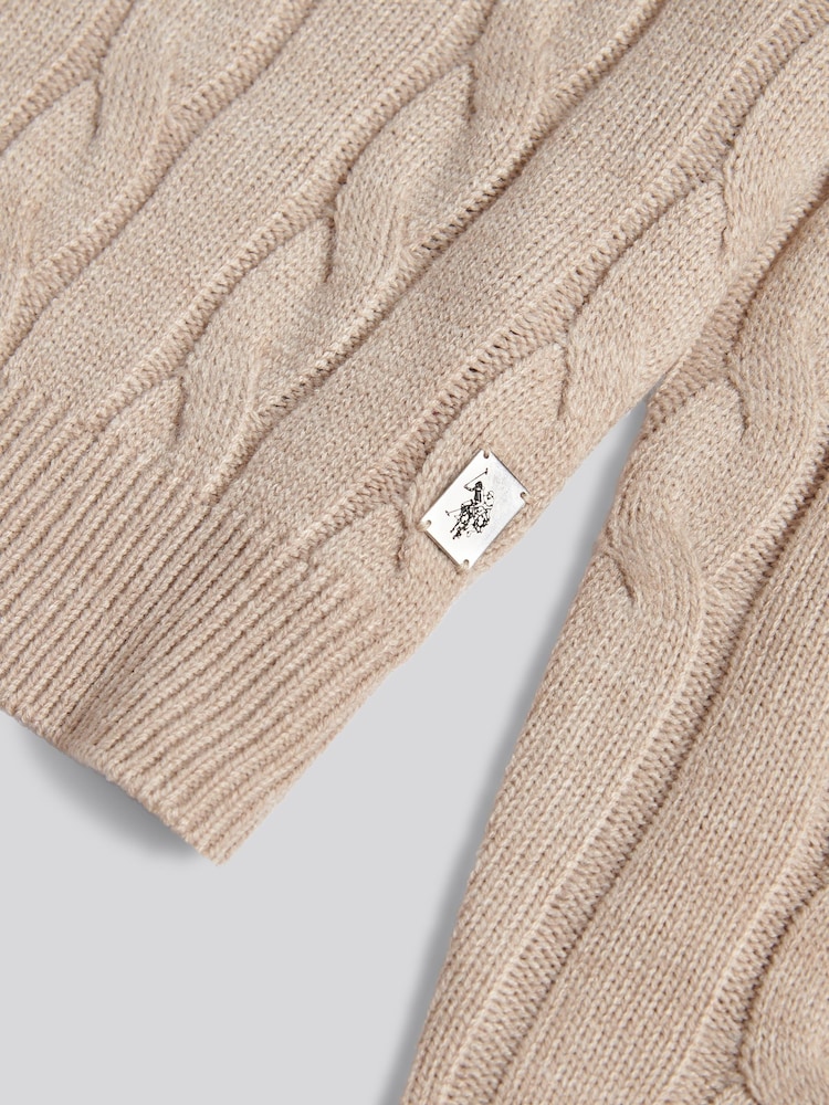 U.S. Polo Assn. Nude Mens Cable Knit Crew Jumper - Image 7 of 7 U.S. Polo Assn. Nude Mens Cable Knit Crew Jumper - Image 7 of 7